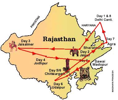 Travel Map Of Palace On Wheels, Palace On Wheels Tour 